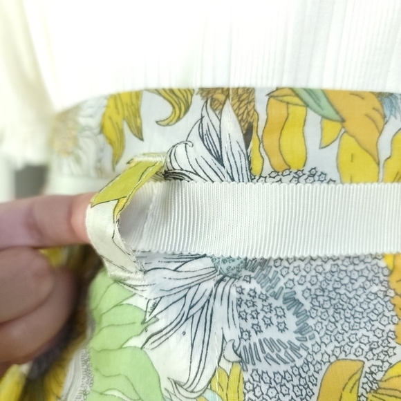 NEW J. Crew Sunflower Print Pleated Skirt Retro 60s Twee Floral Cotton Yellow 0 - Picture 10 of 16